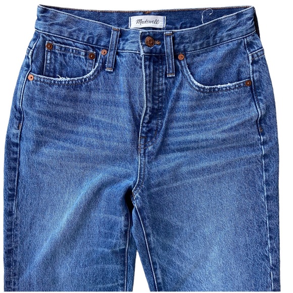 Madewell Classic Straight Jeans in Jade Wash: Knee-Rip Edition J7951 - Picture 8 of 12